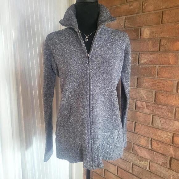 Columbia Sweaters - Columbia Women's Full-Zip Charcoal Marled Sweater Pockets Ribbed Hem - Size M